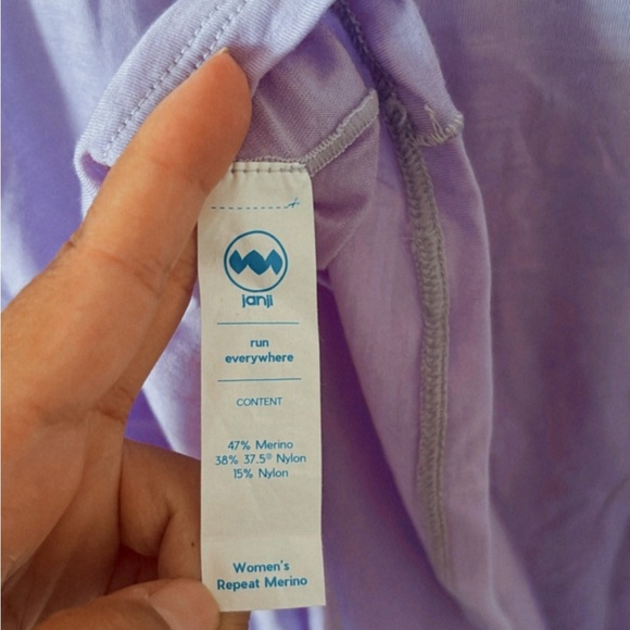 Janji Repeat Merino Wool Womens Long Sleeve Athletic Top Lavender Size Large - Picture 5 of 5